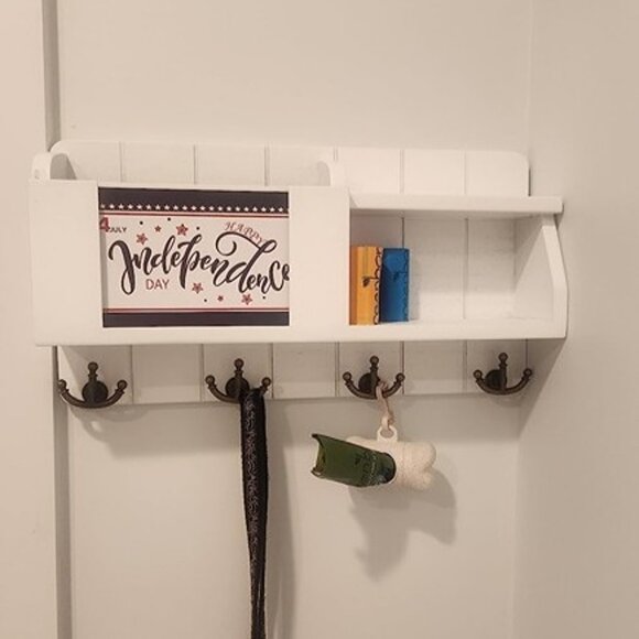 NEW Key and Mail Organizer Wall Mount - Decorative White Key Holder - Picture 2 of 9